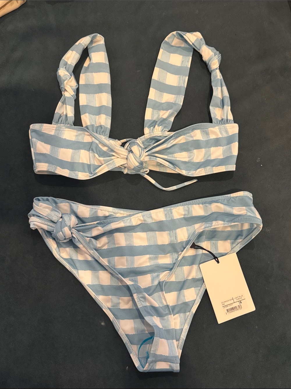 JACQUEMUS plaid blue bikini set